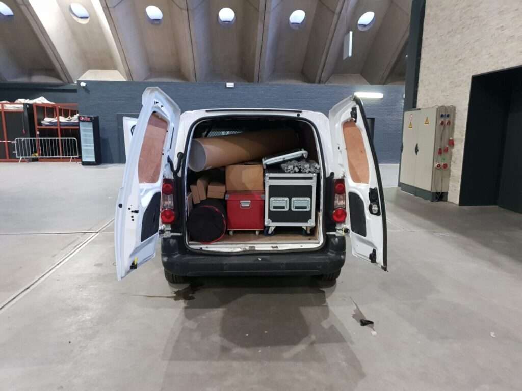 T3 Packed into a small van to construct a T3 booth