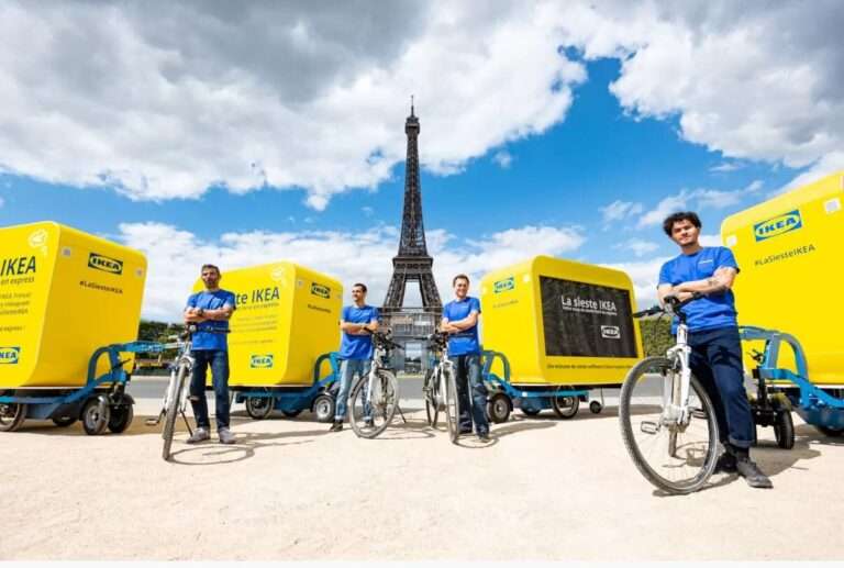 Ikea siesta capsules in front of Eiffel tower made of T3