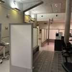 T3 modular reception screens integrated with existing hospital reception desks