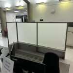Discrete hospital reception privacy screens developed from T3 Safeguard