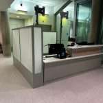 Modular hospital reception screens installed at UCLH Macmillan Cancer Centre using the T3 system