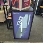 Illuminated display plinth using integrated LED tiles on exhibition stand at C!Print Lyon